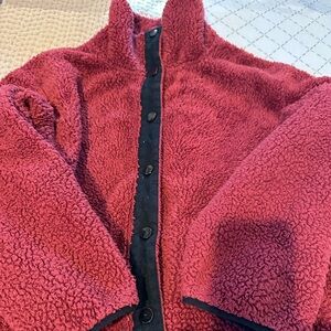 Varley Cozy Sherpa Snap-Front Jacket – Burgundy | Size L